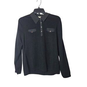 Fairway &‎ Greene Mens Black Wool Blend Collared Sweater Size XL Golf Preppy